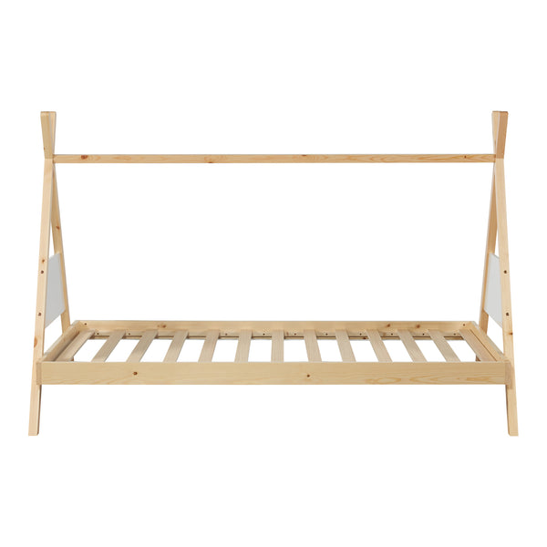 Tipi-seng Siikajoki med madras 90x200cm fyrretræ natur [en.casa]