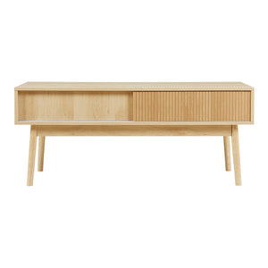 TV-møbel Landskrona 115x40x48 cm med to skydedøre i egetræslook [en.casa]