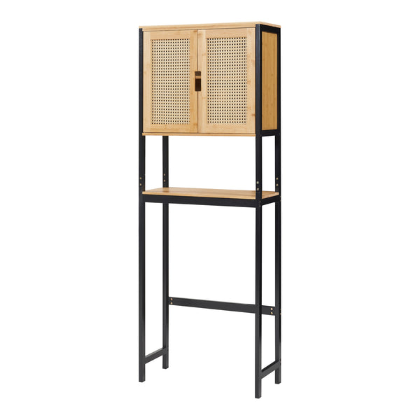 Toiletskab Tervola 172x63x27 cm sort/bambus [en.casa]