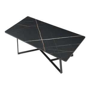 Sofabord Riskiften 120x60x48 cm marmorlook, sort [en.casa]