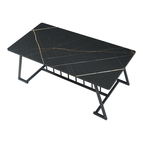 Sofabord Nospoo 120x60x46 cm marmorlook, sort [en.casa]