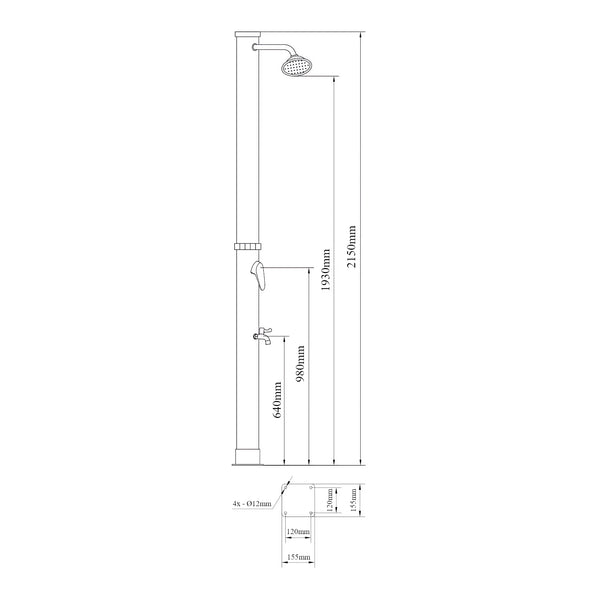 Solcellebruser Frerievn med fodbruser 215 cm 18L [casa.pro]