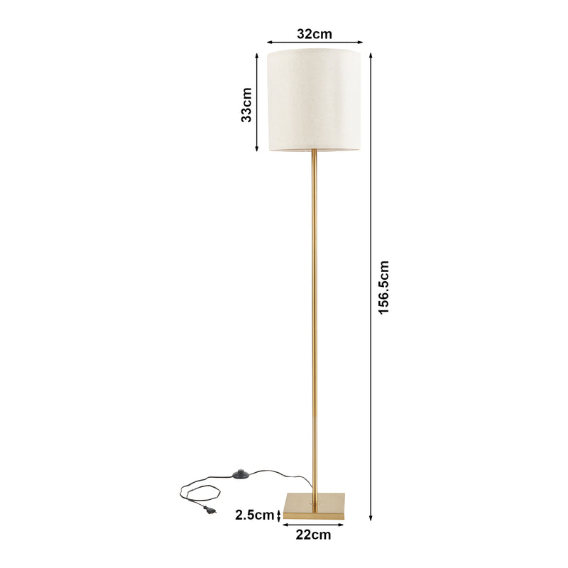 Målskitse Gulvlampe Fildholm 157 cm messingfarve/linne-look [lux.pro]