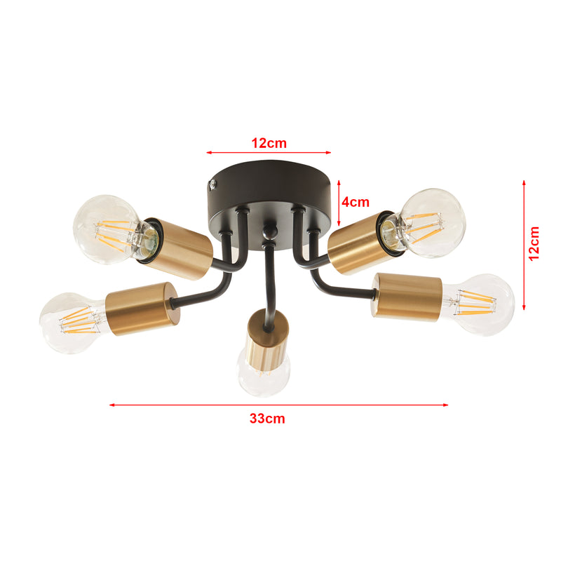 Målskitse Barrow loftslampe sort/guld [lux.pro]