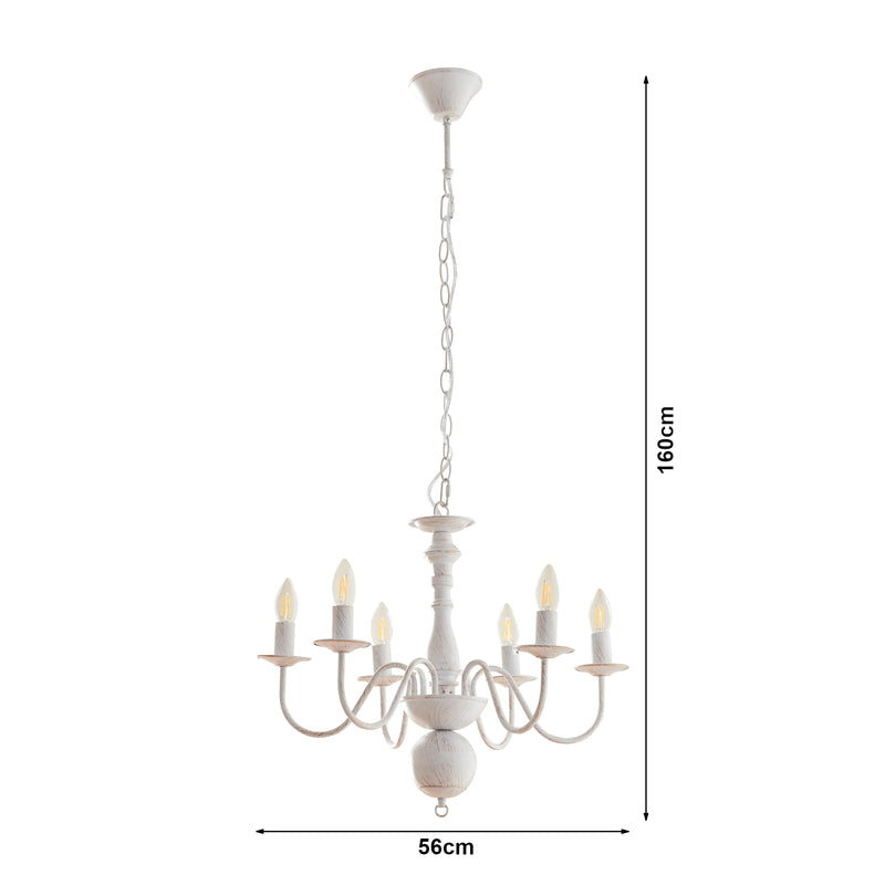 Målskitse Lysekrone Berkeley metal vintage hvid [lux.pro]