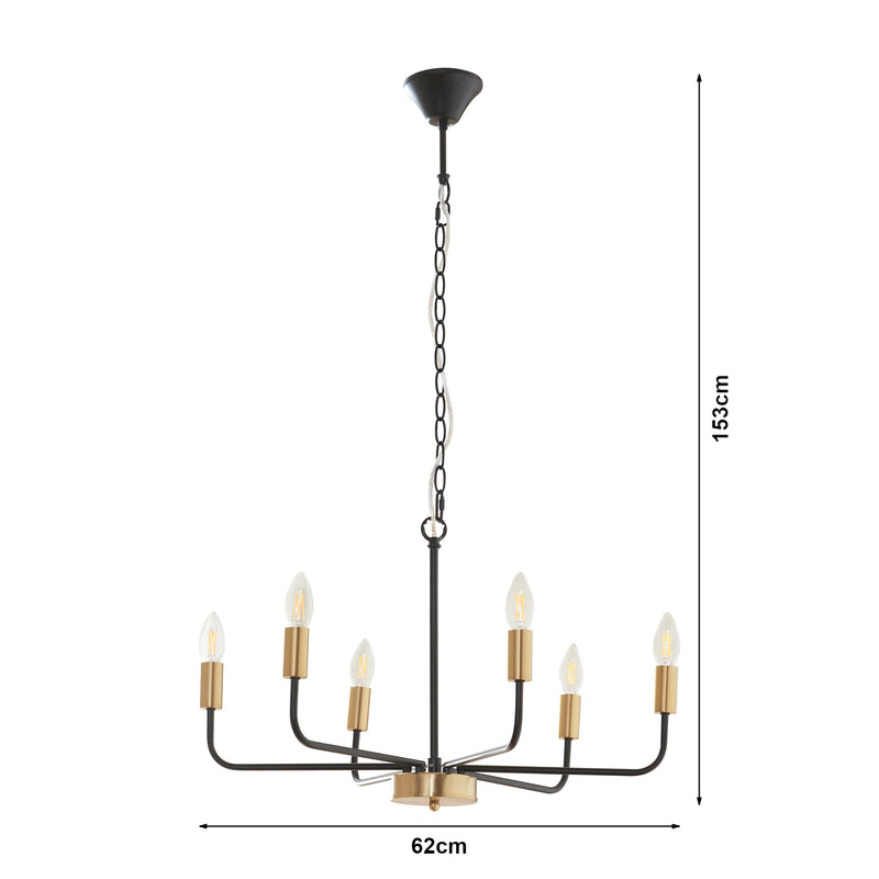 Målskitse Lysekrone Bishop metal sort/messingfarvet [lux.pro]