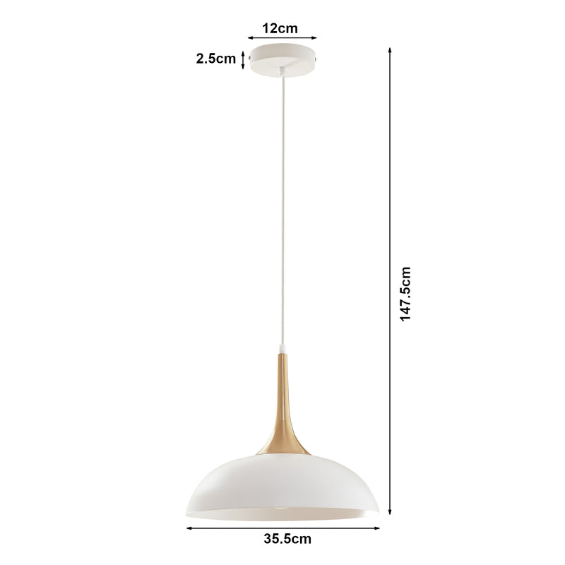 Målskitse Pendellampe Blairgowrie metal hvid/messingfarvet [lux.pro]