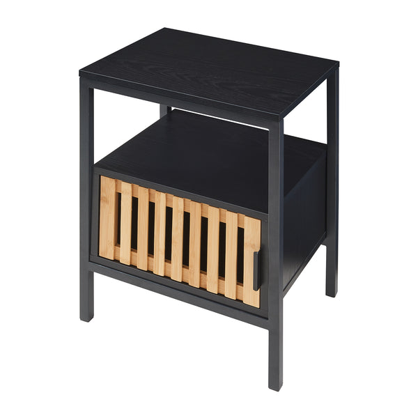 Sengebord Luniehti 58x40x33 cm sort/natur [en.casa]
