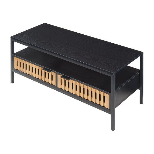 Sofabord Luniehti 100x40x48 cm sort/natur [en.casa]