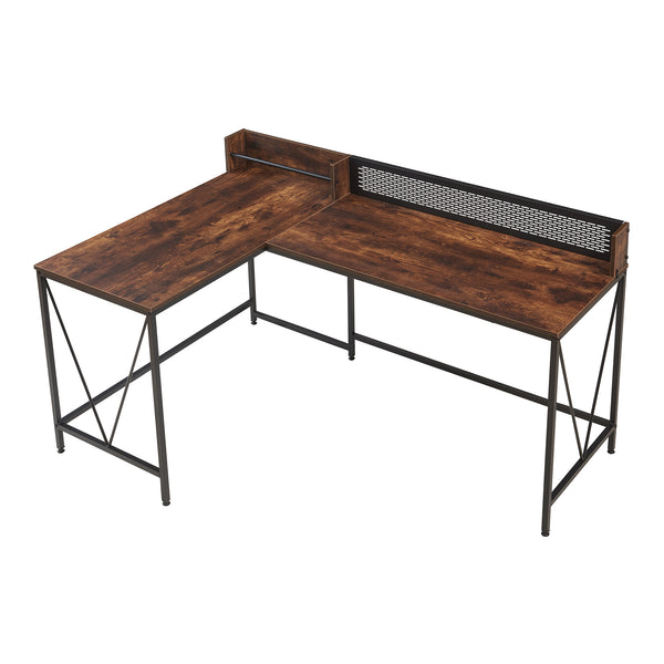 Skrivebord Frelvepirg med bagplade L-formet 165x110x75 cm valnød [en.casa]