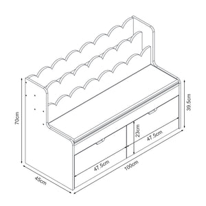 Børnebænk med hylde Vestnes 100x45x70 cm Cotton Candy/White [en.casa]