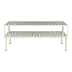 Sofabord Lindau stål med glasplade 100x50x46 cm cremehvid [en.casa]