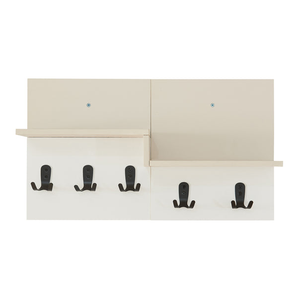 Botaruvn vægknagerække med 2 hylder 34x59x13 cm Beige/hvid [en.casa]