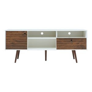 TV-møbel Vare 165x40x66 cm hvid/valnøddetræ [en.casa]