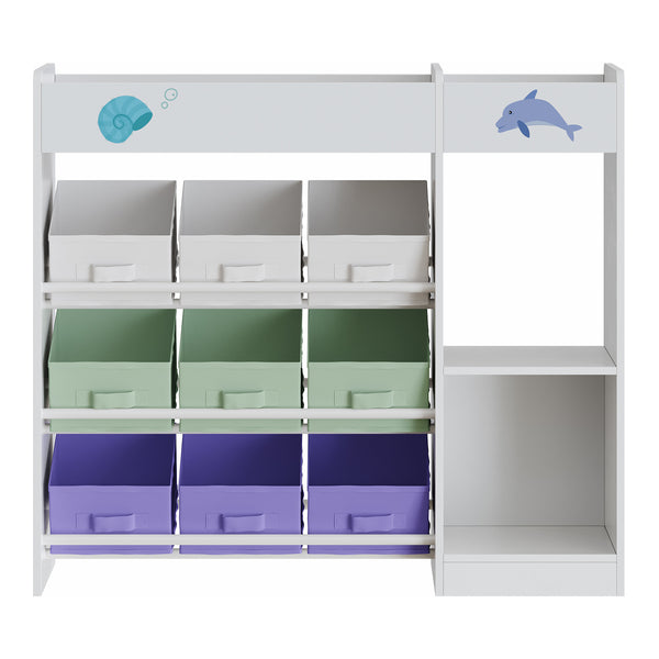 Børnehylde Farusa 80x90x30 cm Aqua Dream motiv [en.casa]