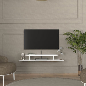 Hængende tv-hylde Targema 120x30x16 cm Hvid [en.casa]