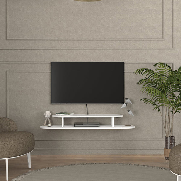 Hængende tv-hylde Targema 120x30x16 cm Hvid [en.casa]