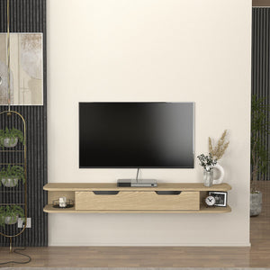 Hængende TV-lavtavle Karjali 150x30x19 cm egetræslook [en.casa]
