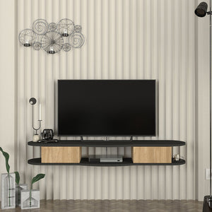 Hængende tv-lavtavle Nyskiri 150x35x19 cm antracit/eg-look [en.casa]