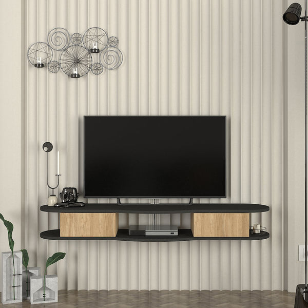 Hængende tv-lavtavle Nyskiri 150x35x19 cm antracit/eg-look [en.casa]