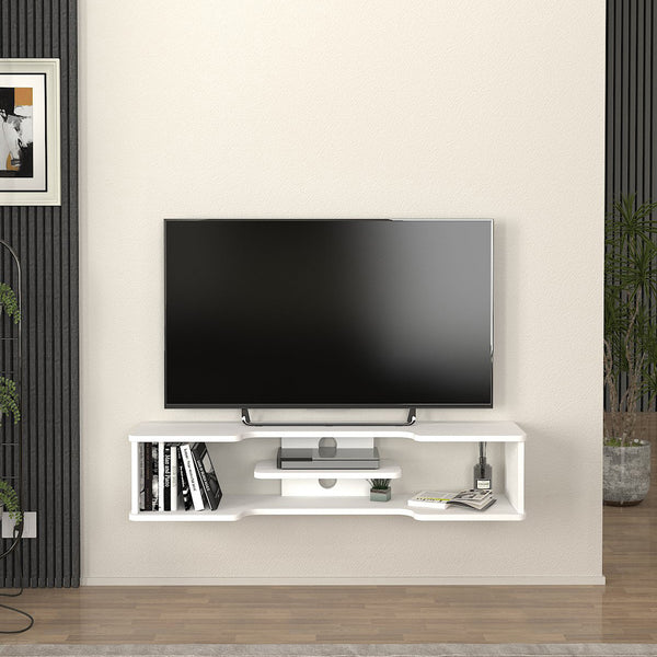 Hængende tv-lavtavle Yrela 120x30x26 cm hvid [en.casa]