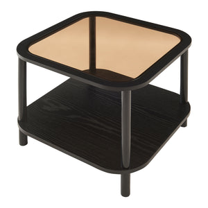Latama sidebord med glasplade 51x51x45 cm sort/bronze glas [en.casa]