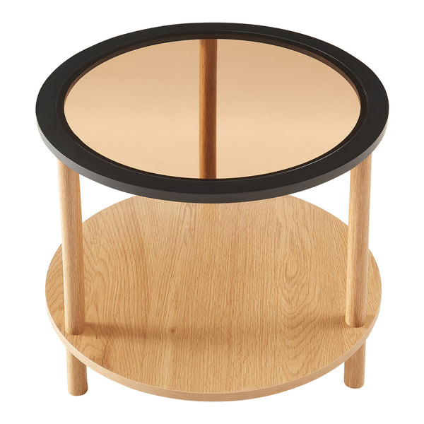 Latama sidebord med glasplade Ø51x45 cm natur/sort/bronze glas [en.casa]