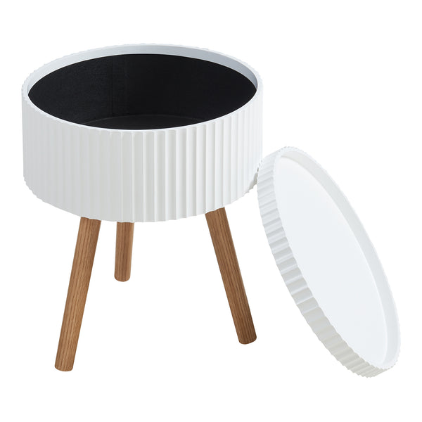 Bongard sidebord med opbevaringsplads Ø38x48 cm Hvid [en.casa]