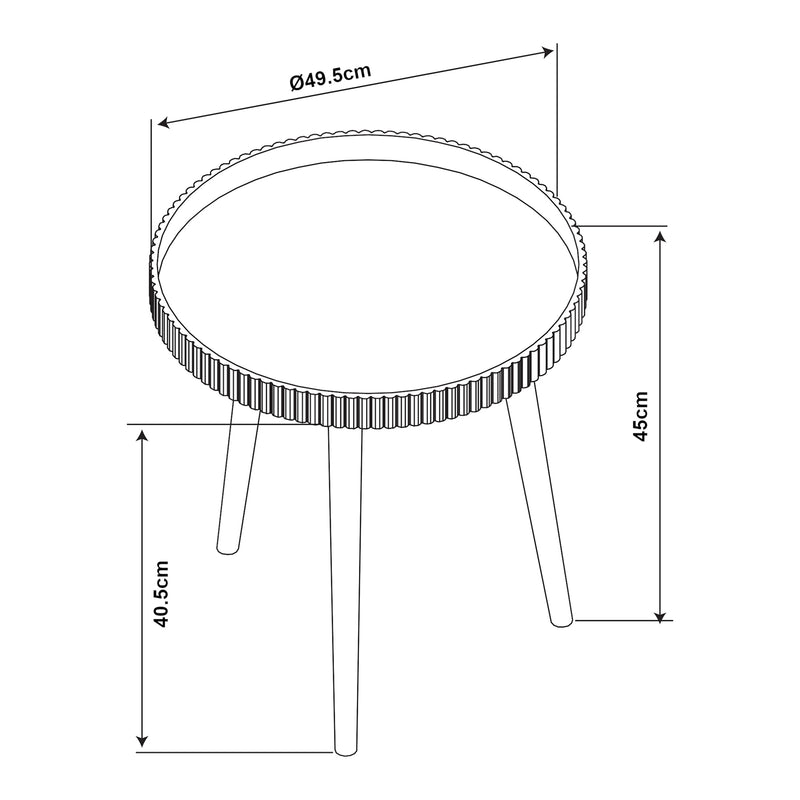 Målskitse Sidebord Bongard Ø50x45 cm hvid [en.casa]