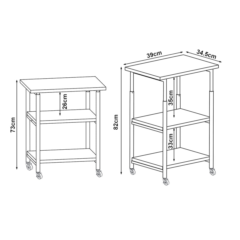Målskitse Rulbart printerbord Janertu 82x39x35 cm Hvid [en.casa]