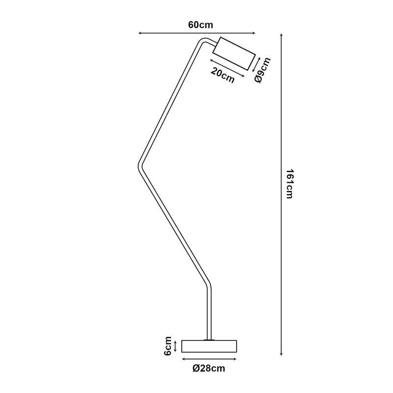Målskitse Gulvlampe Vatka GU10 metal sort/marmor, hvid [lux.pro]