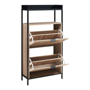 Belana skovogn med 2 klapper 116x60x24 cm sort/eg-look [en.casa]