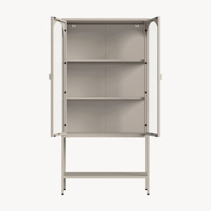 Vitrineskab Klippestad Stål 160x80x35 cm Kamelbrun [en.casa]