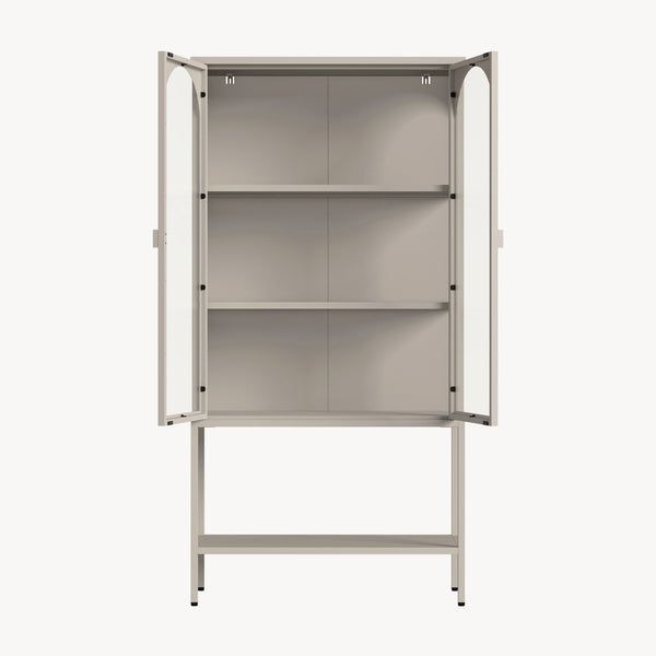 Vitrineskab Klippestad Stål 160x80x35 cm Kamelbrun [en.casa]