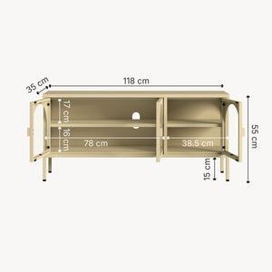 Vitrineskab-Sideboard Klippestad Stål 118x35x55 cm Kamel Farve [en.casa]