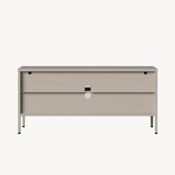 Vitrineskab Klippestad Stål 118x35x55 cm Kamel Farve [en.casa]