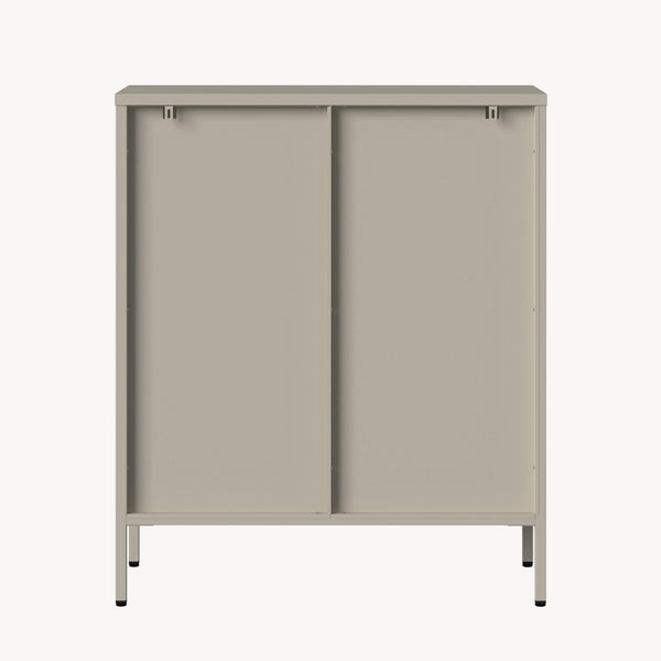 Vitrineskab Klippestad Stål 95x80x35 cm Kamel Farve [en.casa]