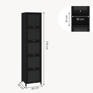 Vitrineskab Ostersund 174x40x35 cm Sort [en.casa]