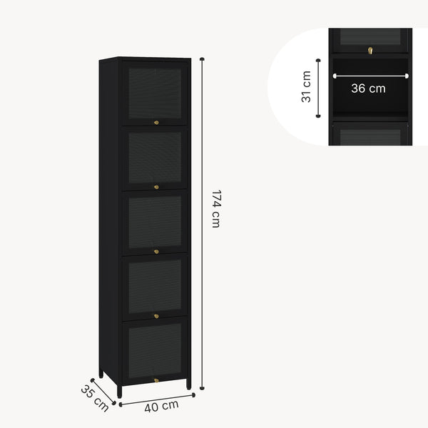 Vitrineskab Ostersund 174x40x35 cm Sort [en.casa]