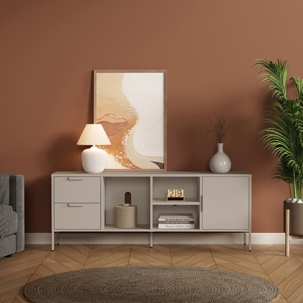 TV-skab Kliri Stål 150x35x58 cm Kamel farve [en.casa]