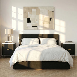 Natskab Olvehok 2 stk. sæt 55x52x38 cm Sort/Marmorlook, hvid [en.casa]