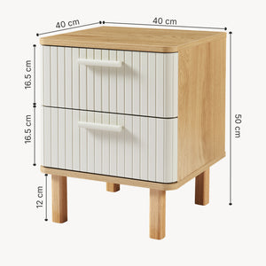 Ferrersp sengeskab med 2 skuffer 50x40x40 cm egetræslook/sandfarver [en.casa]
