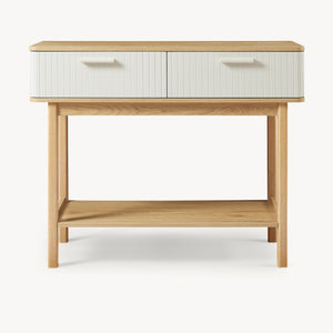 Konsolbord Ferrersp med 2 skuffer 100x40x80 cm egetræslook/sandfarver [en.casa]
