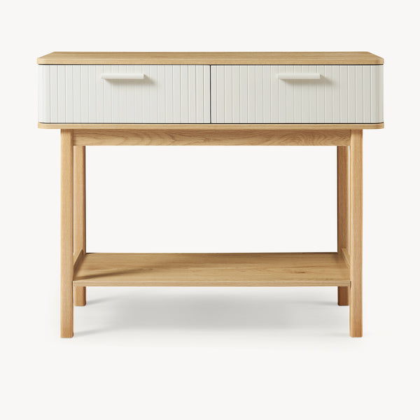 Konsolbord Ferrersp med 2 skuffer 100x40x80 cm egetræslook/sandfarver [en.casa]
