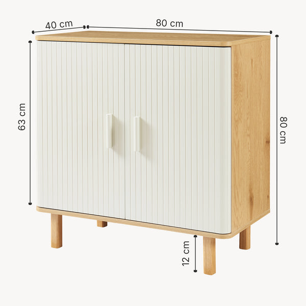 Ferrersp skænk med 2 låger 80x80x40 cm egetræslook/sandfarver [en.casa]