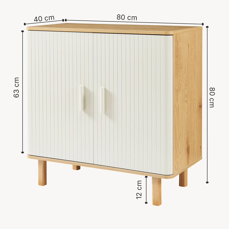 Målskitse Ferrersp skænk med 2 låger 80x80x40 cm egetræslook/sandfarver [en.casa]