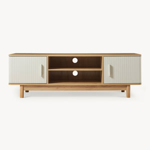 TV-møbel Ferrersp med 2 døre 140x40x45 cm egetræslook/sandfarver [en.casa].
