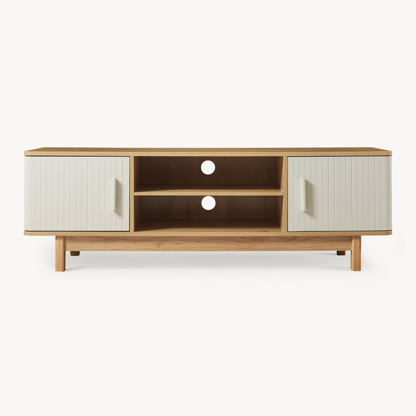 TV-møbel Ferrersp med 2 døre 140x40x45 cm egetræslook/sandfarver [en.casa].