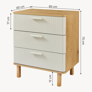 Kommode Ferrersp med 3 skuffer 70x60x40 cm egetræslook/sandfarver [en.casa]