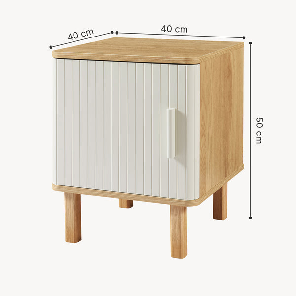Ferrersp sengeskab med låge 50x40x40 cm egetræslook/sandfarver [en.casa]